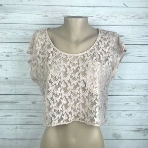 Forever 21 Butterfly Lace Crop Top Blouse